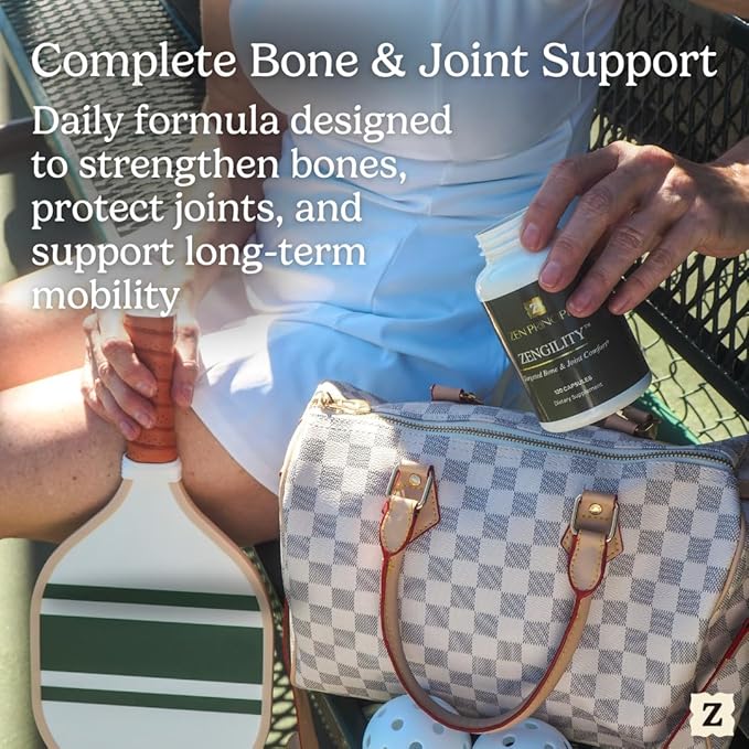 Zen Principle Zengility™ Joint Support & Bone Strength Supplement – Fast-Acting Relief with Glucosamine, MSM, Plant Calcium, Vitamin K2 & D3. Vegan Formula for Mobility, Flexibility & Comfort.