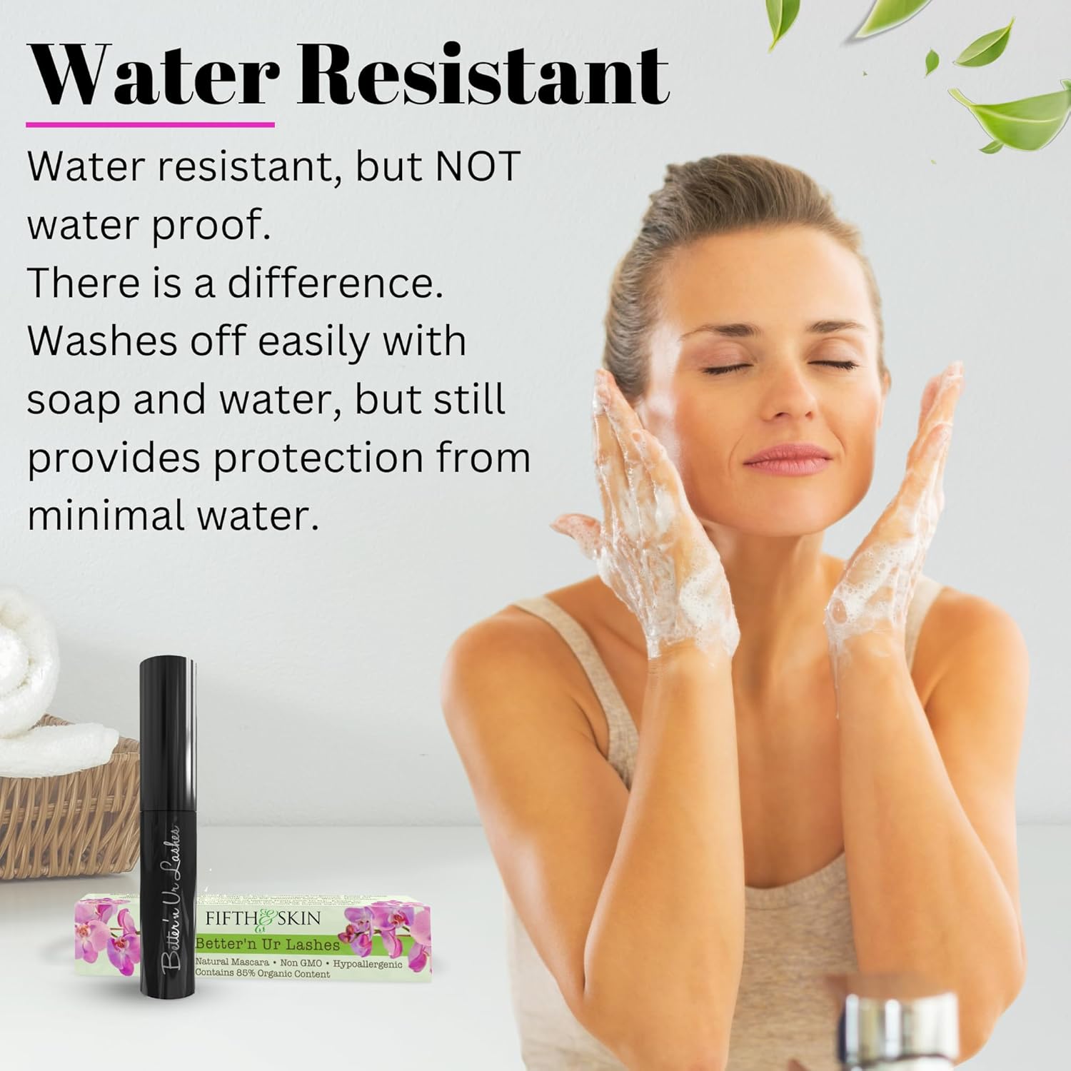 Fifth & Skin BETTER'N UR LASHES Natural Mascara | 100% Natural (Black) Organic - Vegan - Gluten, Paraben, Nut, Lead, Dye FREE