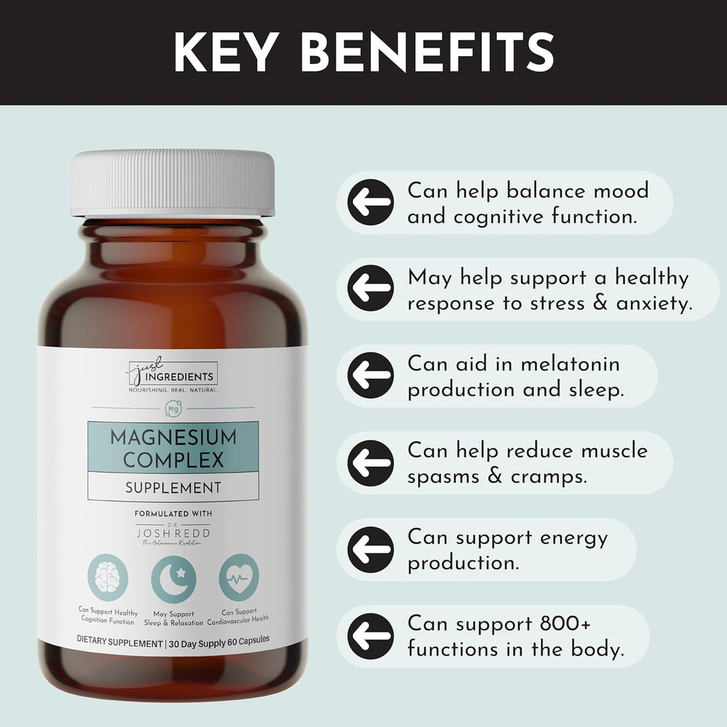Magnesium Complex – 60‑Capsule Five Bioavailable Magnesium Forms (Aquamin® Sea Minerals, Malate, Orotate, Taurate, Bisglycinate) – Supports Relaxation, Sleep, Mood, Heart & Nervous System