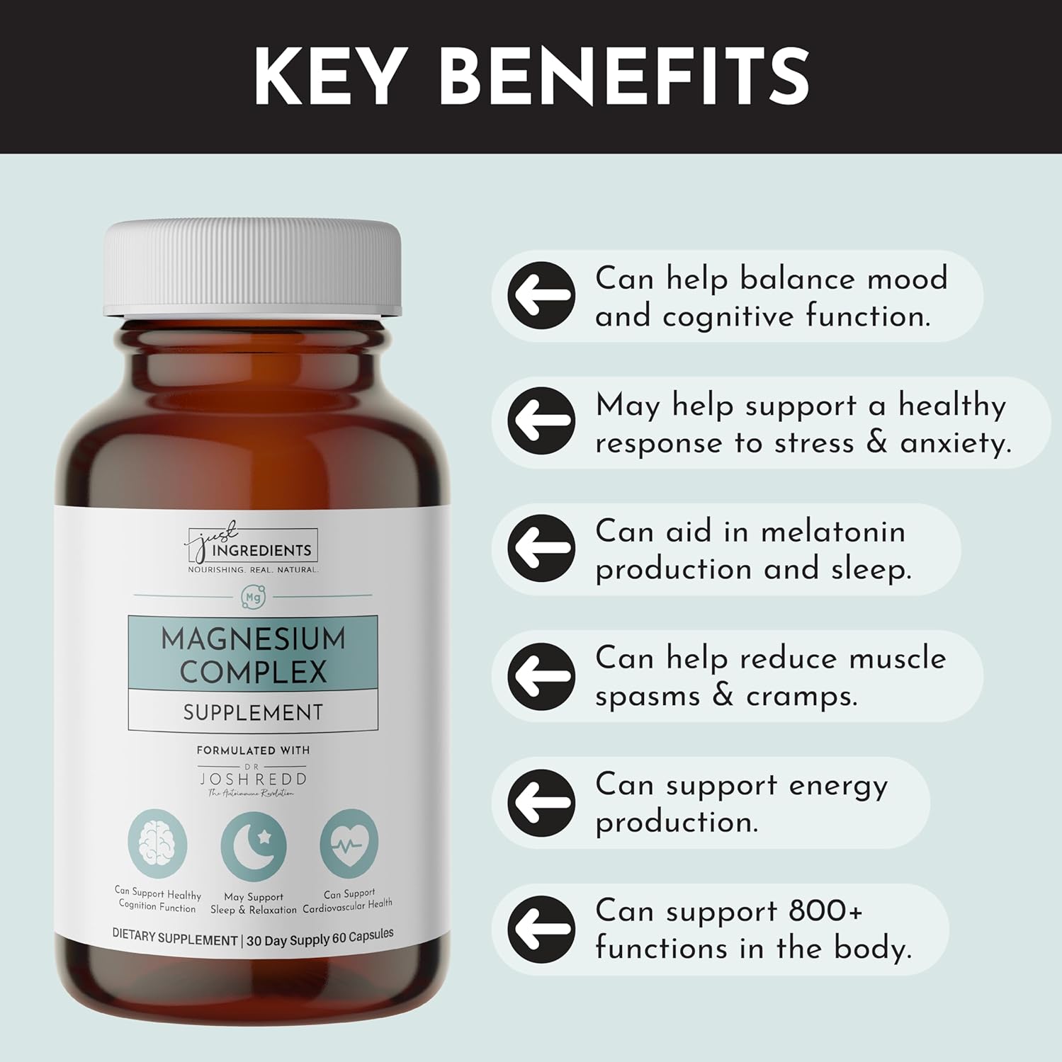 Magnesium Complex – 60‑Capsule Five Bioavailable Magnesium Forms (Aquamin® Sea Minerals, Malate, Orotate, Taurate, Bisglycinate) – Supports Relaxation, Sleep, Mood, Heart & Nervous System