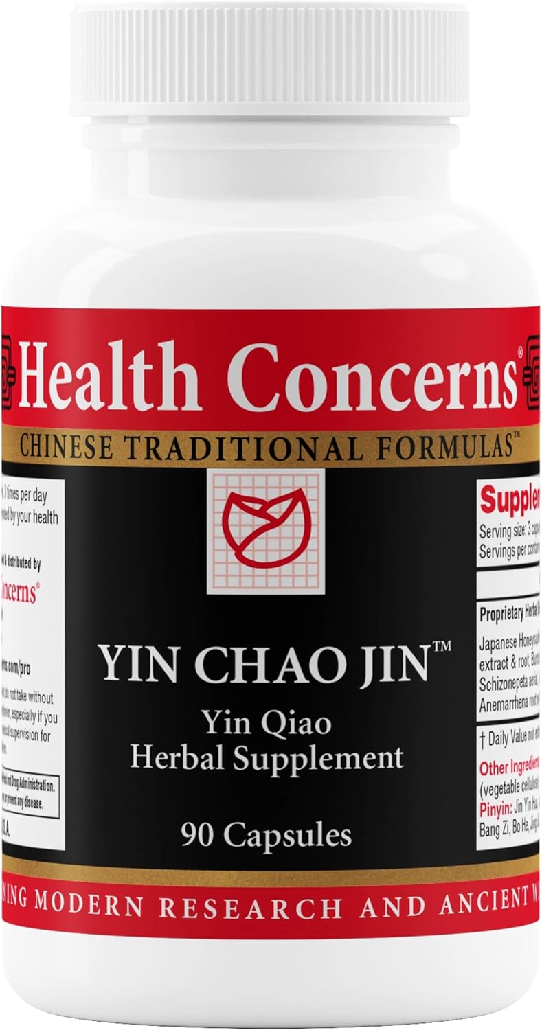 Health Concerns Yin Chao Jin – Immune System Booster & Respiratory Tract Health Supplement – Chinese Herbal Support for Colds – Sore Throat Relief with Isatis & Forsythia – 90 Capsules