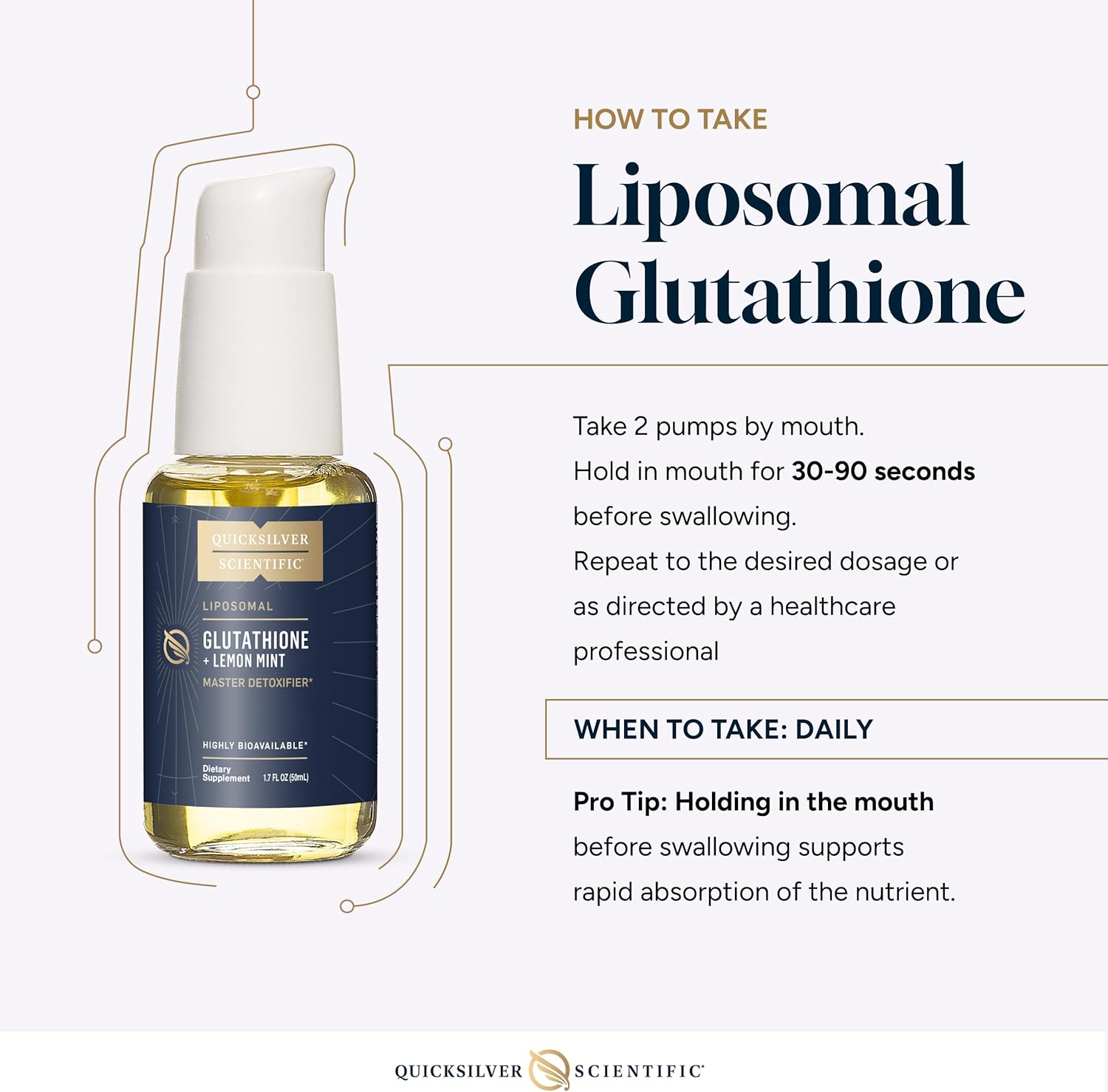Quicksilver Scientific Liposomal Glutathione - Superior Absorption Oral Glutathione Supplement for Detox & Immune Support - Lemon Mint (1.7 fl oz)