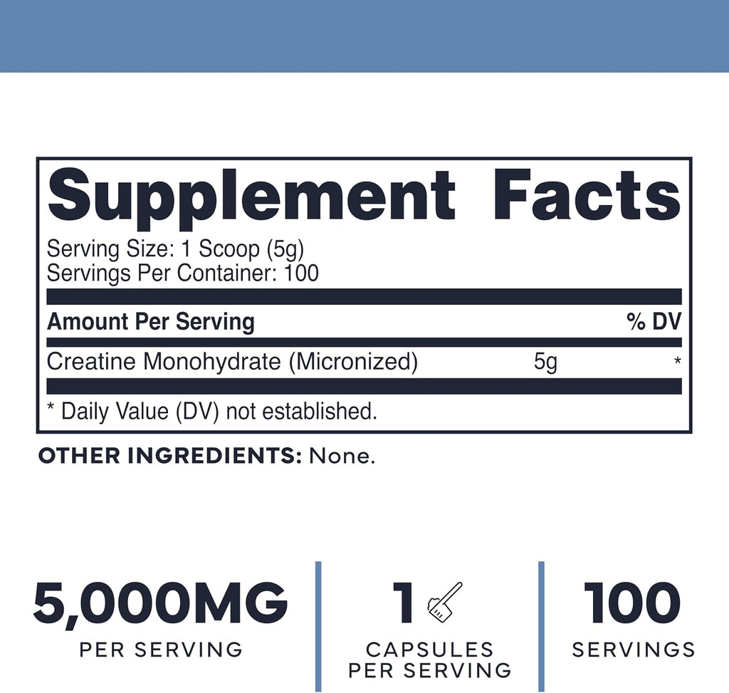 Type Zero Creatine Monohydrate Powder (Unflavored | 500g), 5000 mg Per Serving, Micronized, Zero Sugar, Keto Friendly & Gluten Free, 100 Servings