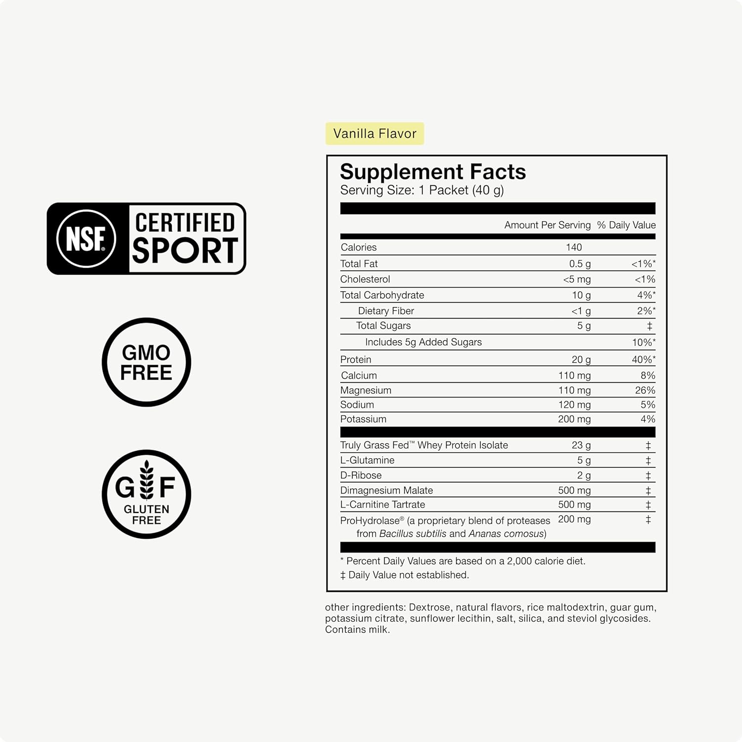 Momentous Recovery Grass-Fed Whey Protein Powder - 20 g Post-Workout Whey Isolate Protein - NSF Certified for Sport - Gluten-Free - 15 Servings - Vanilla - Package May Vary