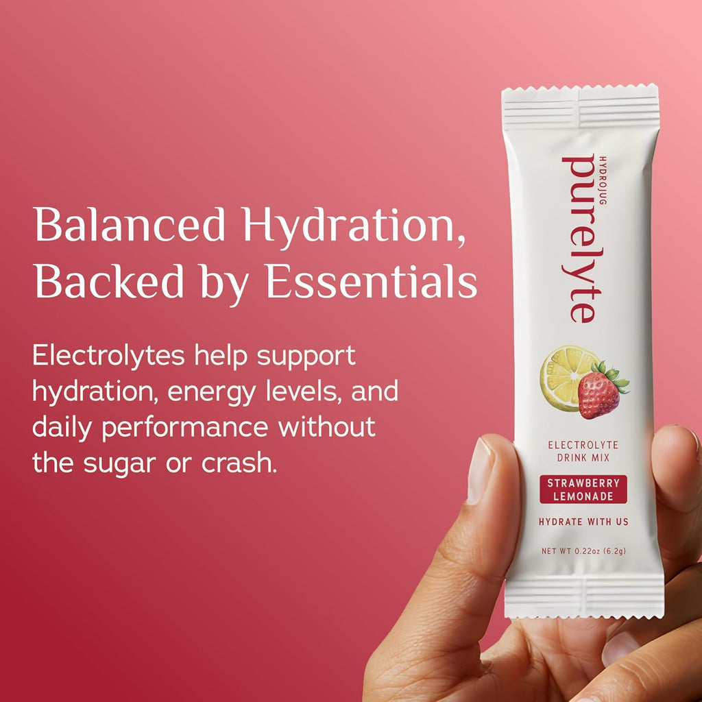 Electrolyte Drink Mix – Sugar-Free Hydration Powder Packets – Clean Electrolytes with Trace Minerals – Keto, Vegan, Gluten-Free – No Artificial Sweeteners – 12 Sticks – Strawberry Lemonade