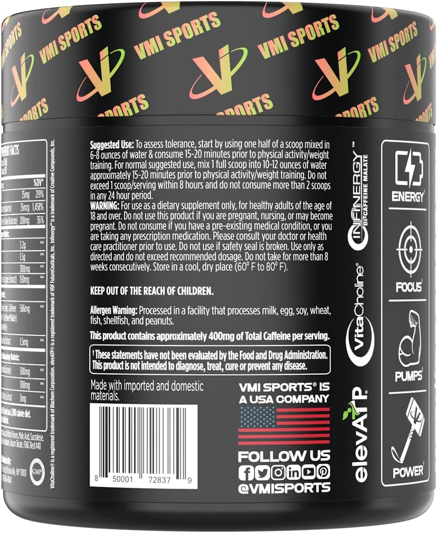 KXR Pre-Workout Energy Powder | Intense Energy Pre-Workout Drink for Men and Women| Creatine Free | Improves Performance - Enhanced Focus & Increased Endurance | 30 Servings (Sour Watermelon)