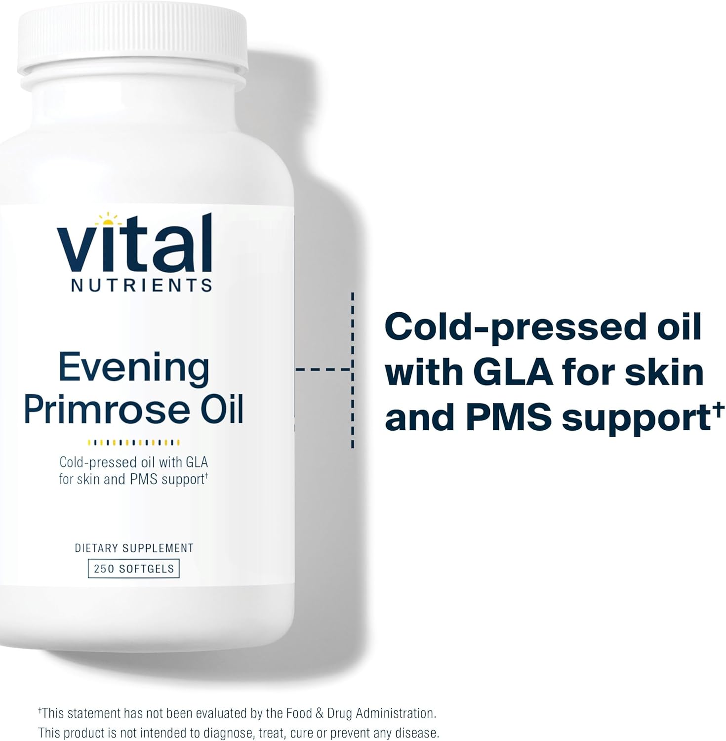Vital Nutrients Evening Primrose Oil 1000mg | Primrose Supplement for Women | GLA Omega-6 Fatty Acid for Skin and PMS Support* | Gluten, Dairy, Soy Free | Non-GMO | 250 Softgels
