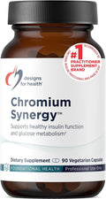 Designs for Health Chromium Synergy - Non-GMO Chromium Nicotinate Glycinate Chelate Supplement with Vanadium, Vitamin D, Manganese, Zinc + Taurine - Cinnamon Powder Base (90 Capsules)