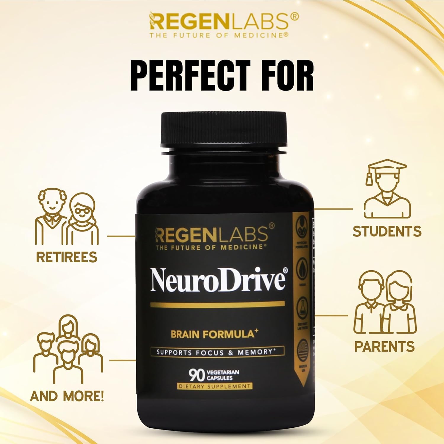 NeuroDrive Memory & Focus Supplement - Boost Brain Focus, Mental Health & Brain Fog | Natural Doctor Approved - Brain Nootropic, Phosphatidylserine, Centrophenoxine, Bacopa - 90 Capsules