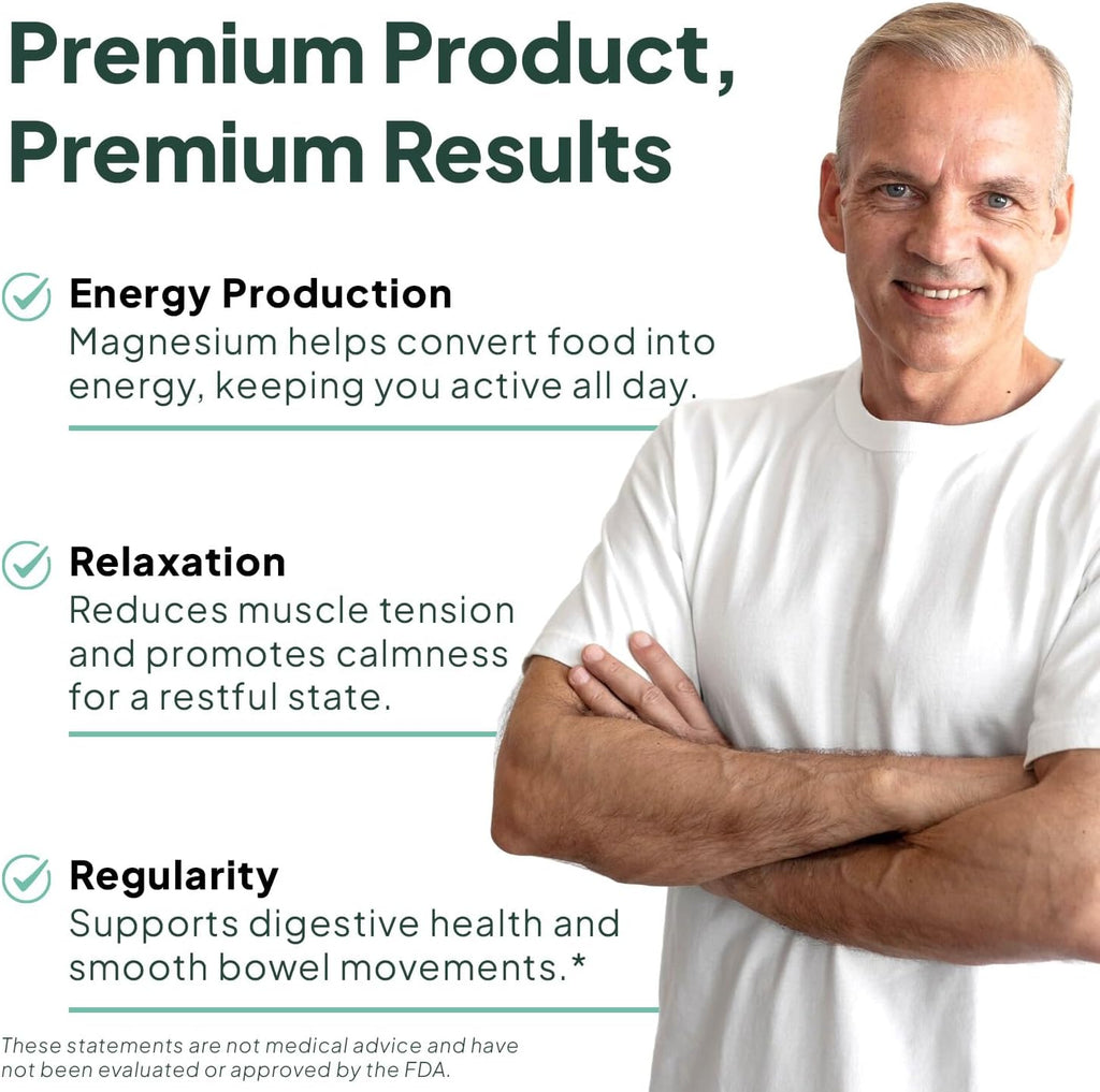 Real Magnesium Citrate - High Absorption Magnesium Supplement - Chelated Magnesium to Support Energy, Relaxation, and Regularity
