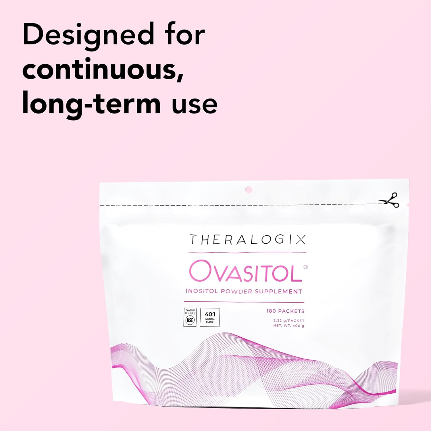 Theralogix Ovasitol Inositol Powder Packets - 90-Day Supply - Myo-Inositol & D-Chiro for Hormone Balance & Ovarian Function Support* - NSF Certified - 180 Packets