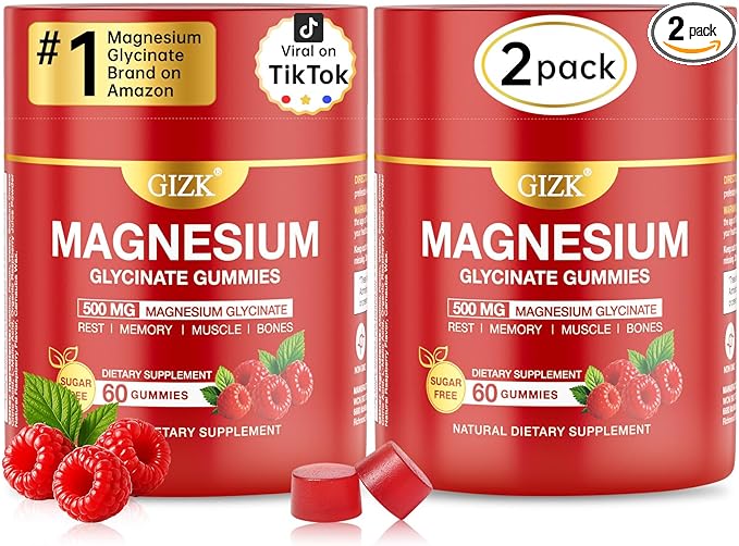 Magnesium Glycinate Gummies 500mg – Sugar Free Magnesium Gummies for Sleep, Stress, Muscle & Nerve Support – for Adults & Kids 4+, Vegan, No Melatonin - Raspberry Flavor