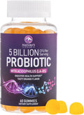 Probiotic Gummies 5 Billion CFU - Top 6 Pro Biotic Strains - Daily Probiotic Gummy Supplement for Women, Men & Teens - Natural Digestive Health, “Good” Gut & Immune Support - Orange Flavor - 60 Count