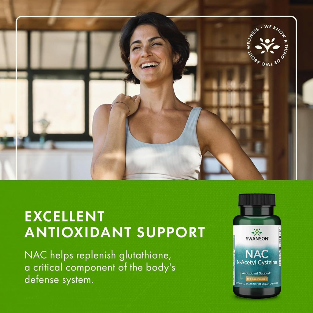 Swanson NAC N-Acetyl Cysteine Antioxidant Liver Support & Amino Acids Supplement 600 mg 100 Capsules
