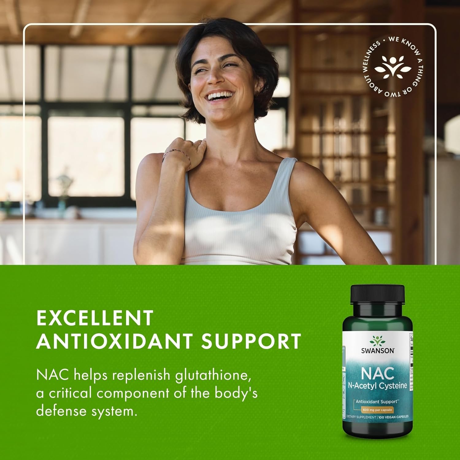 Swanson NAC N-Acetyl Cysteine Antioxidant Liver Support & Amino Acids Supplement 600 mg 100 Capsules
