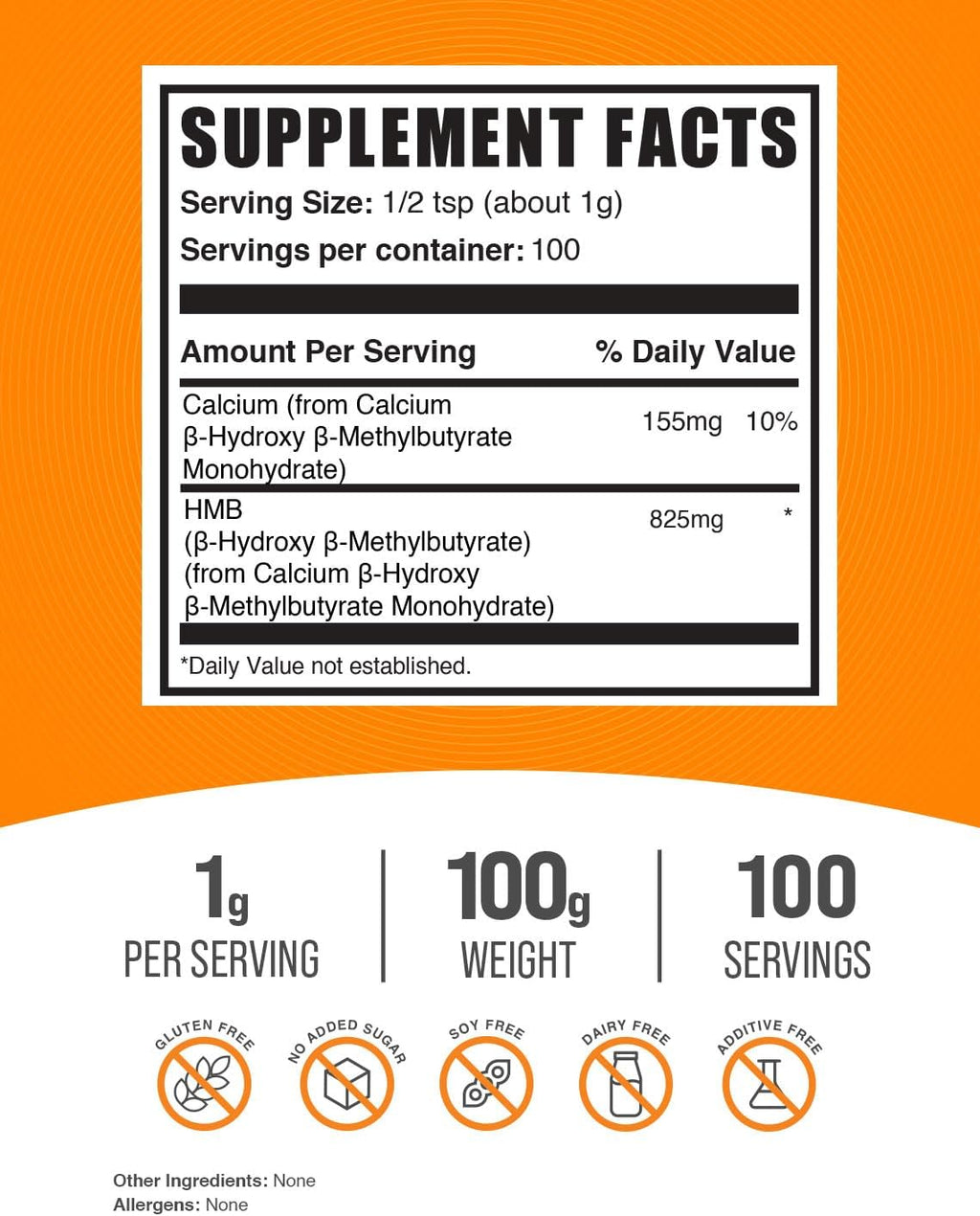 BulkSupplements.com HMB Powder - as Calcium HMB, Beta-Hydroxy Beta-Methylbutyrate - HMB Powder Supplements, Gluten Free - 1g per Serving, 100g (3.5 oz) (Pack of 1)