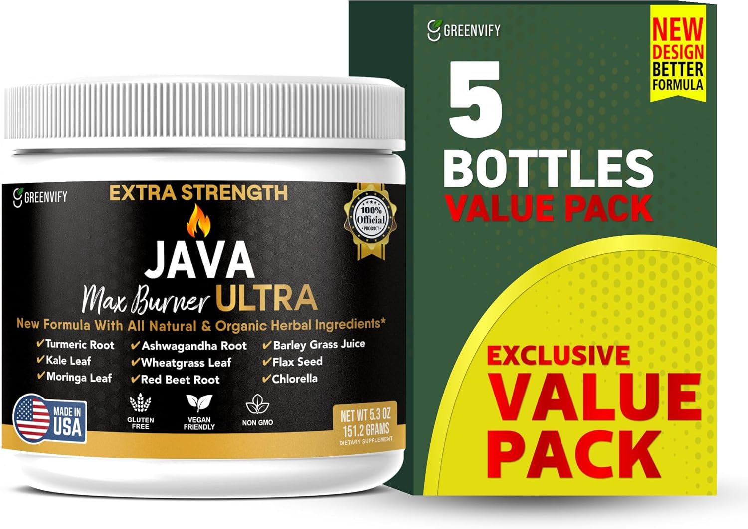 Java Max Burner Ultra Extra Strength, Natural & Organic Herbal Ingredients, 5.3 oz (5)