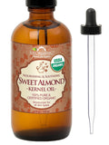 US Organic Sweet Almond Kernel Oil, USDA Certified Organic,100% Pure & Natural, Cold Pressed Virgin, Unrefined in Amber Glass Bottle w/Eyedropper, Sourced from Poland (4 oz (115 ml))