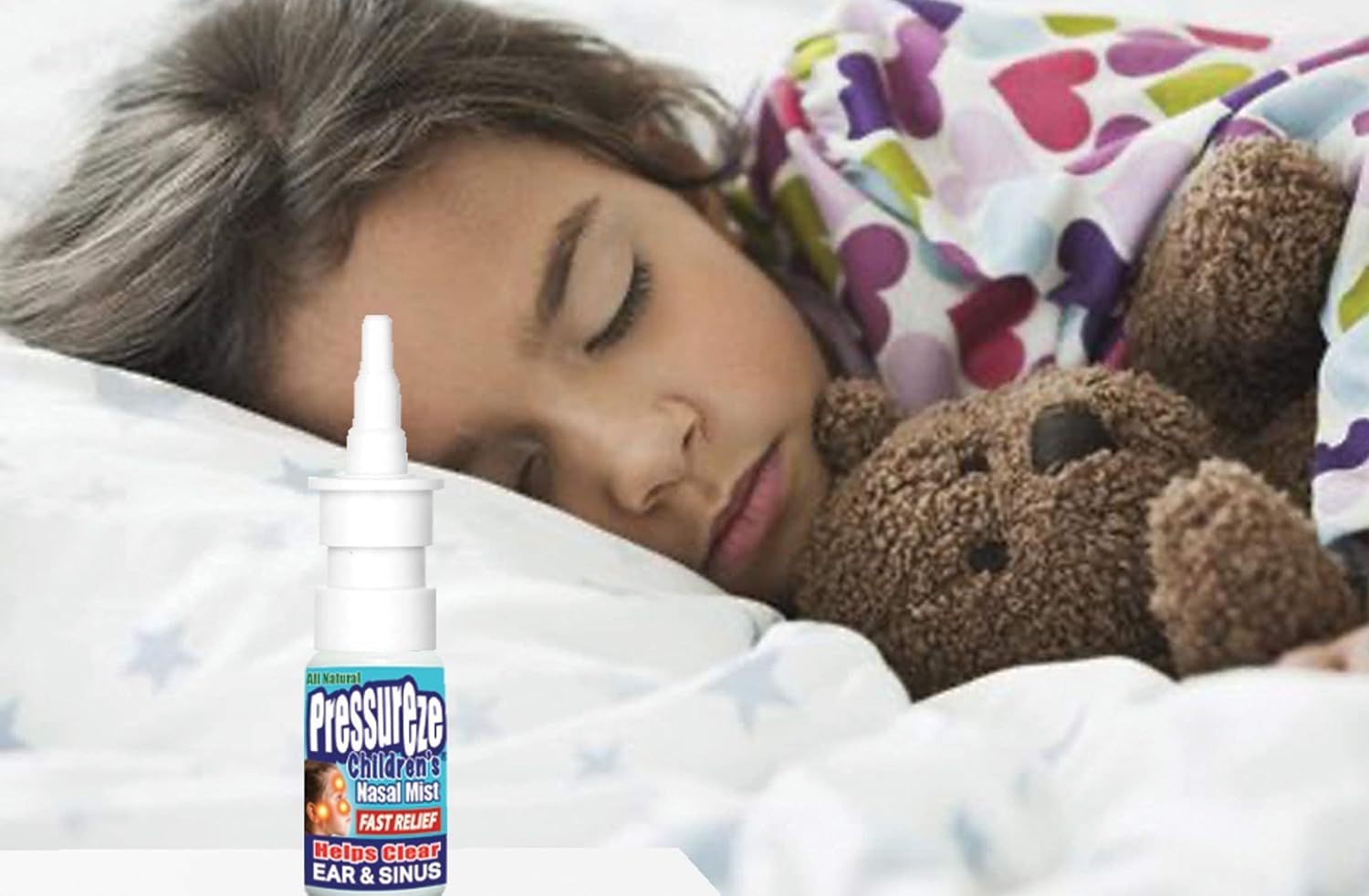 Pressureze All Natural Preservative-Free Sterile Nasal Spray for Children - Fast Relief Nasal Spray - for Sinus Allergies & Congestion | 130 Sprays, 18 ml