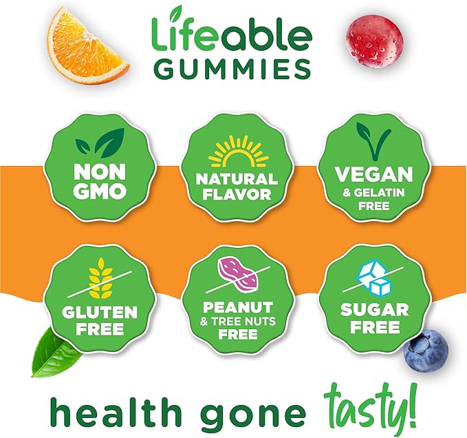 Lifeable Magnesium Citrate Gummies Sugar Free | Great Tasting Magnesium Supplement Gummies for Adults | Vegan, Non GMO Magnesium Gummy | for Men & Women | for Muscle Relaxation | 60 Count