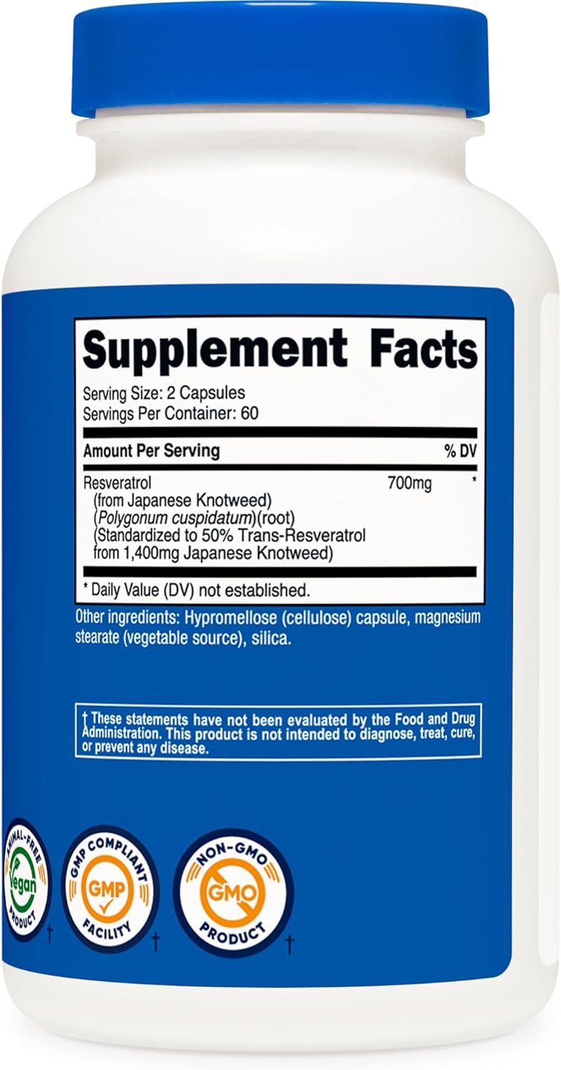 Nutricost Resveratrol 700mg, 120 Capsules - Vegan, Gluten Free, Non-GMO