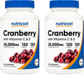 Nutricost Cranberry Extract 25,000mg (120 Servings) 2 Bottles with Vitamin C and Vitamin E