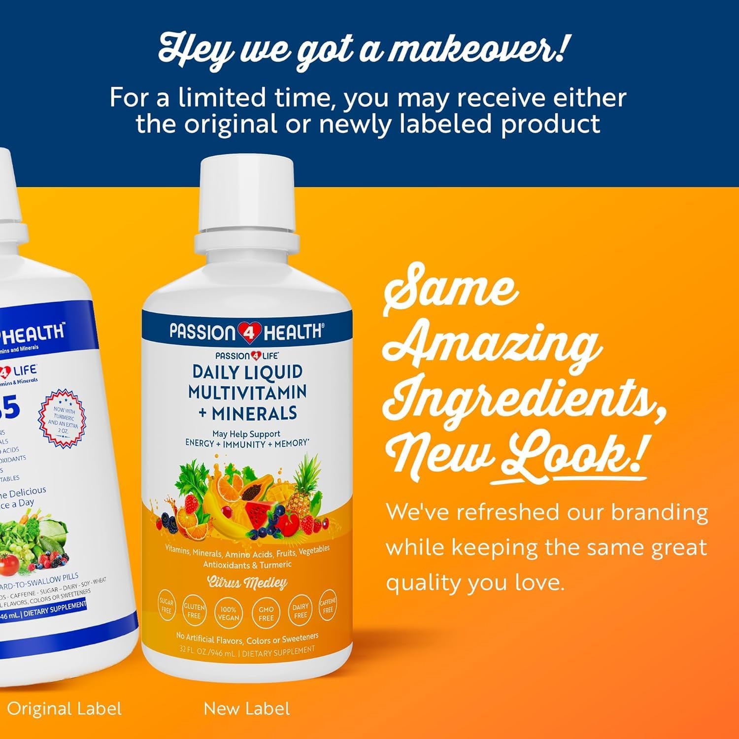 Mega Liquid Multivitamins, Trace Minerals, Amino Acids, Turmeric for Adults, Men, Women, Teens, Kids, Non-GMO, No Soy, No Dairy