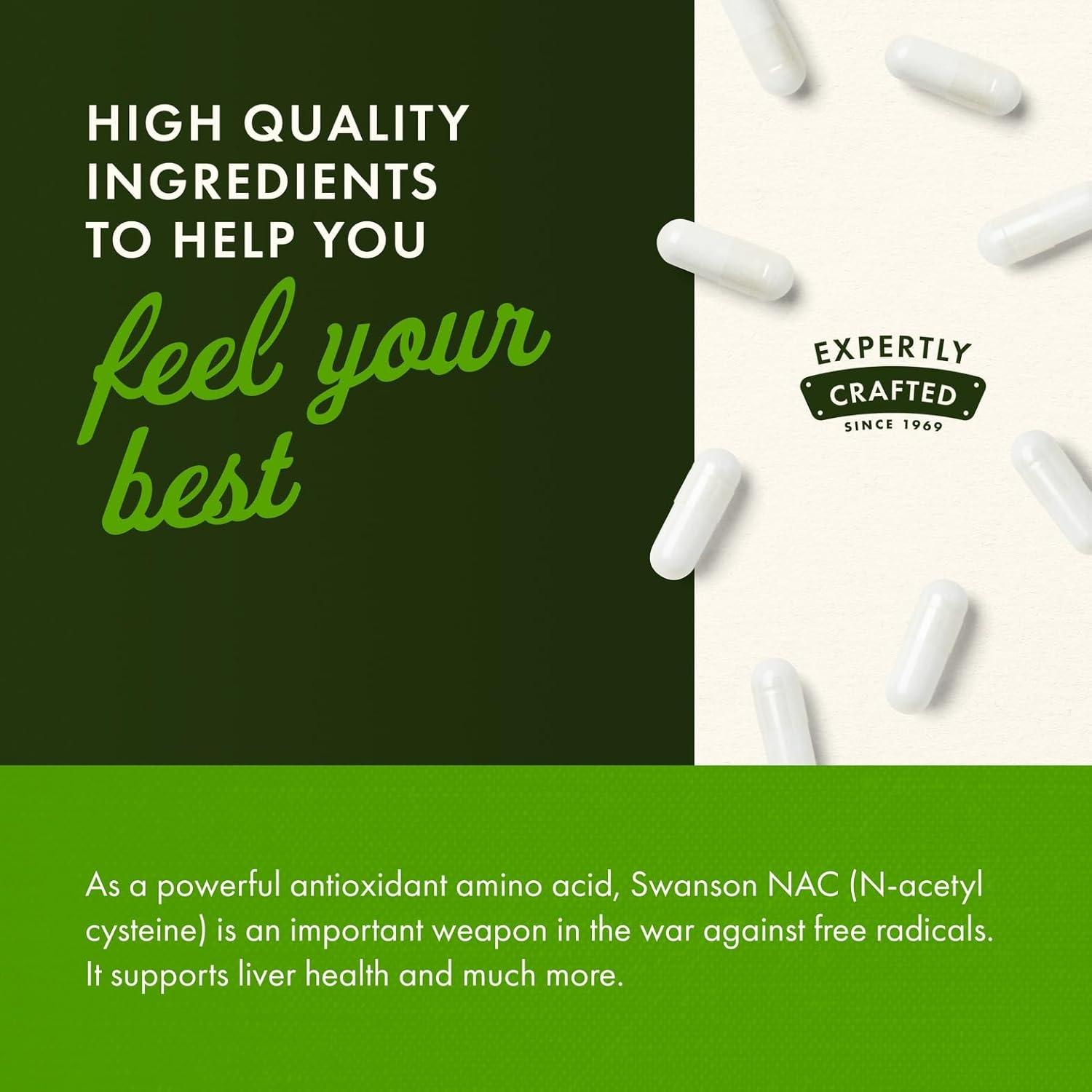 Swanson NAC N-Acetyl Cysteine Antioxidant Liver Support & Amino Acids Supplement 600 mg 100 Capsules