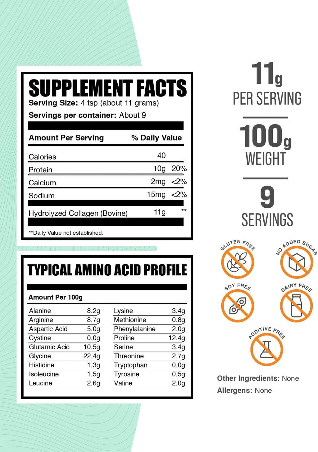 BulkSupplements.com Collagen Peptides Powder - Bovine Collagen Powder, Powdered Collagen Supplement - Hydrolyzed & Gluten Free, 11g per Serving, 100g (3.5 oz) (Pack of 1)