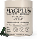 MAGPLUS+ Magnesium L-Threonate w. Apigenin & L Theanine, 1500mg 7-Ingredient Sleep Blend - Brain & Memory Support - Liposomal Magnesium Threonate Supplement - Capsules Supports Health, Rest & Mood