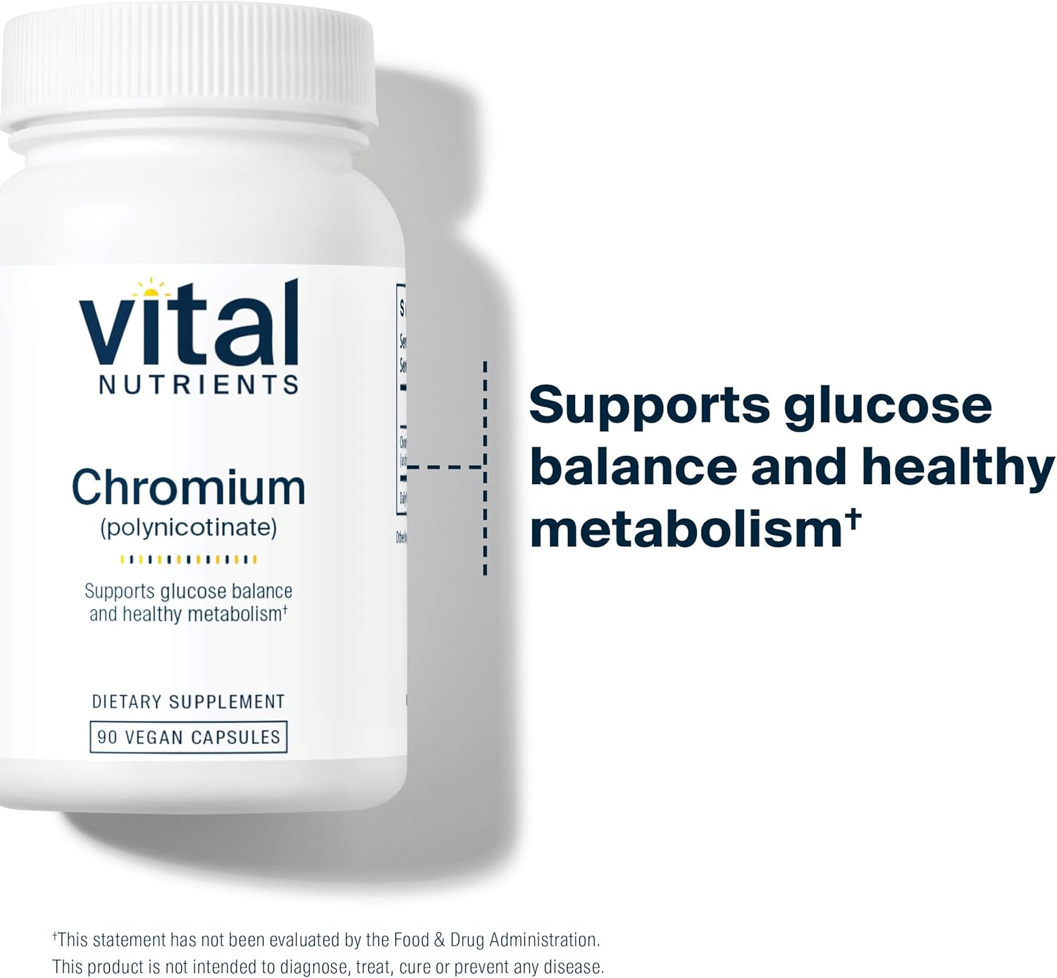 Vital Nutrients Chromium Polynicotinate 200mcg | Chromium Supplements for Healthy Fat and Carbohydrate Metabolism | Cholesterol Maintenance Supplement | Gluten, Dairy, Soy Free | Non-GMO | 90 Capsules