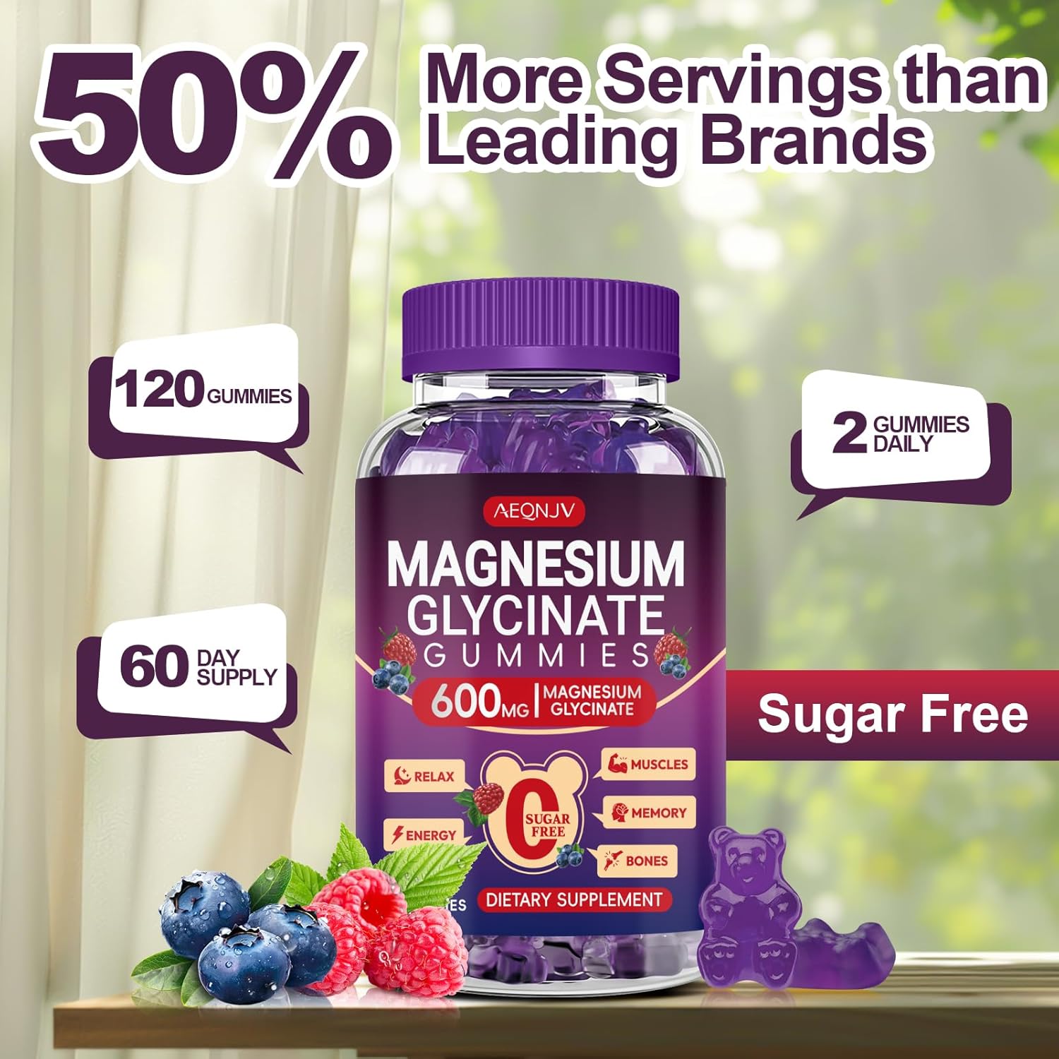Magnesium Glycinate Gummies 600mg High Absorption