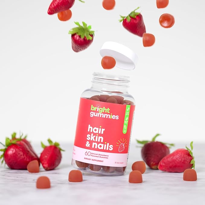 Hair Growth Gummies with Biotin 5000mcg + Vitamins C, E & Zinc - Helps Prevent Hair Thinning & Loss - Stronger Hair, Skin & Nails - Vegan, Non-GMO - 60 Strawberry Gummies for Women & Men