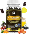 Black Seed Oil & Sea Moss Gummies, Organic Irish Sea Moss Gummies with Ashwagandha, Black Seed Oil, Elderberry, Turmeric, Vitamin D3/C and Zinc - Support Joints, Digestion, Hair & Skin