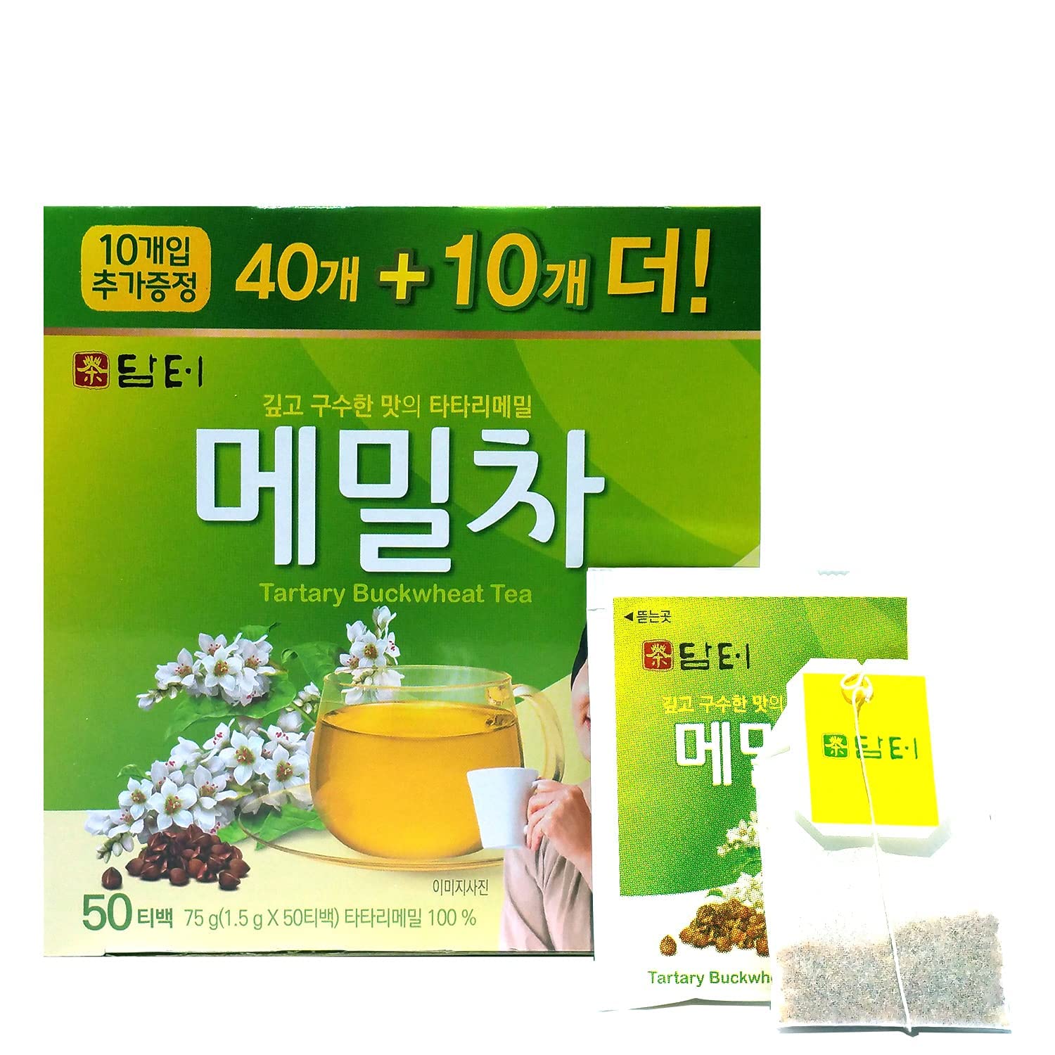 Damtuh Tartary Buckwheat Tea – Nutty & Refreshing Herbal Tea, Caffeine-Free, 50 Tea Bags (1.5g each)
