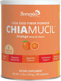 Chiamucil Prebiotic Fiber Supplement Powder – Chia Fiber & Chicory Root (Inulin) for Digestive Health & Appetite Control – Gluten & Sugar Free, Vegan, Non-GMO, Orange - 80 Servings