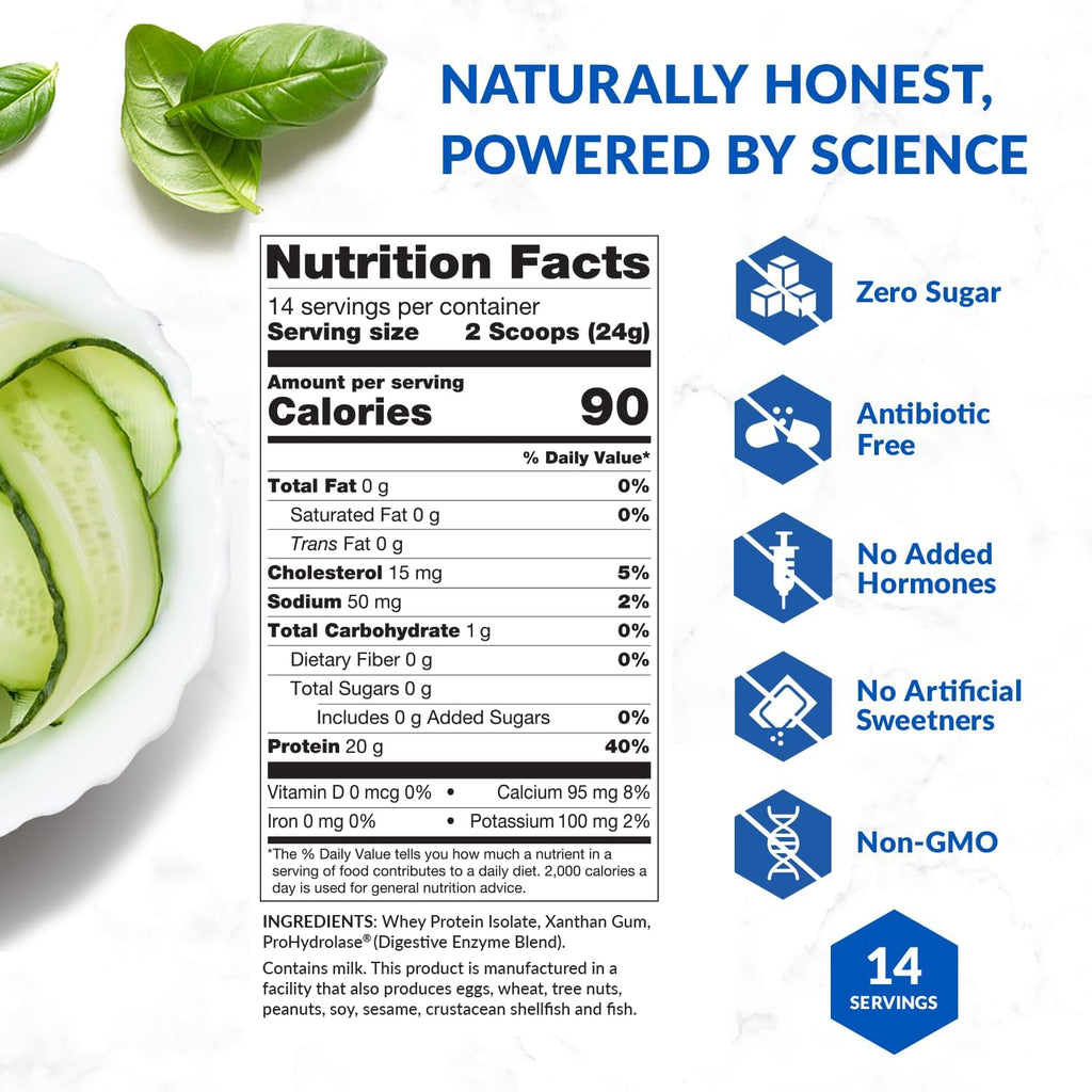 BioTrust Low Carb Lite, Low Calorie Protein Powder – Low Carb, Sugar Free, Low Sodium, Keto Protein Powder – 20g Grass-Fed Whey Protein Isolate with Digestive Enzymes – Unflavored, 14 Servings