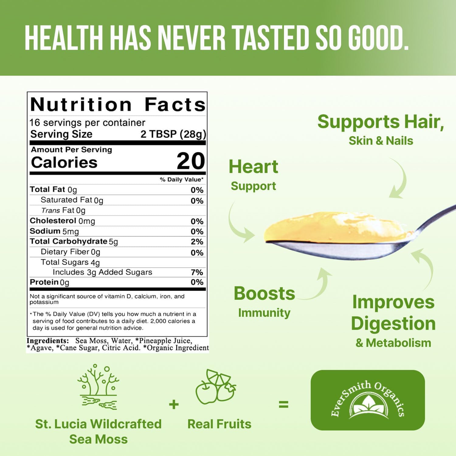 Wildcrafted Irish Sea Moss Gel | Made in USA | Rich in Vitamins & Minerals | Sea Moss Gel Raw | Nutritional Supplement | Pineapple (16 oz)