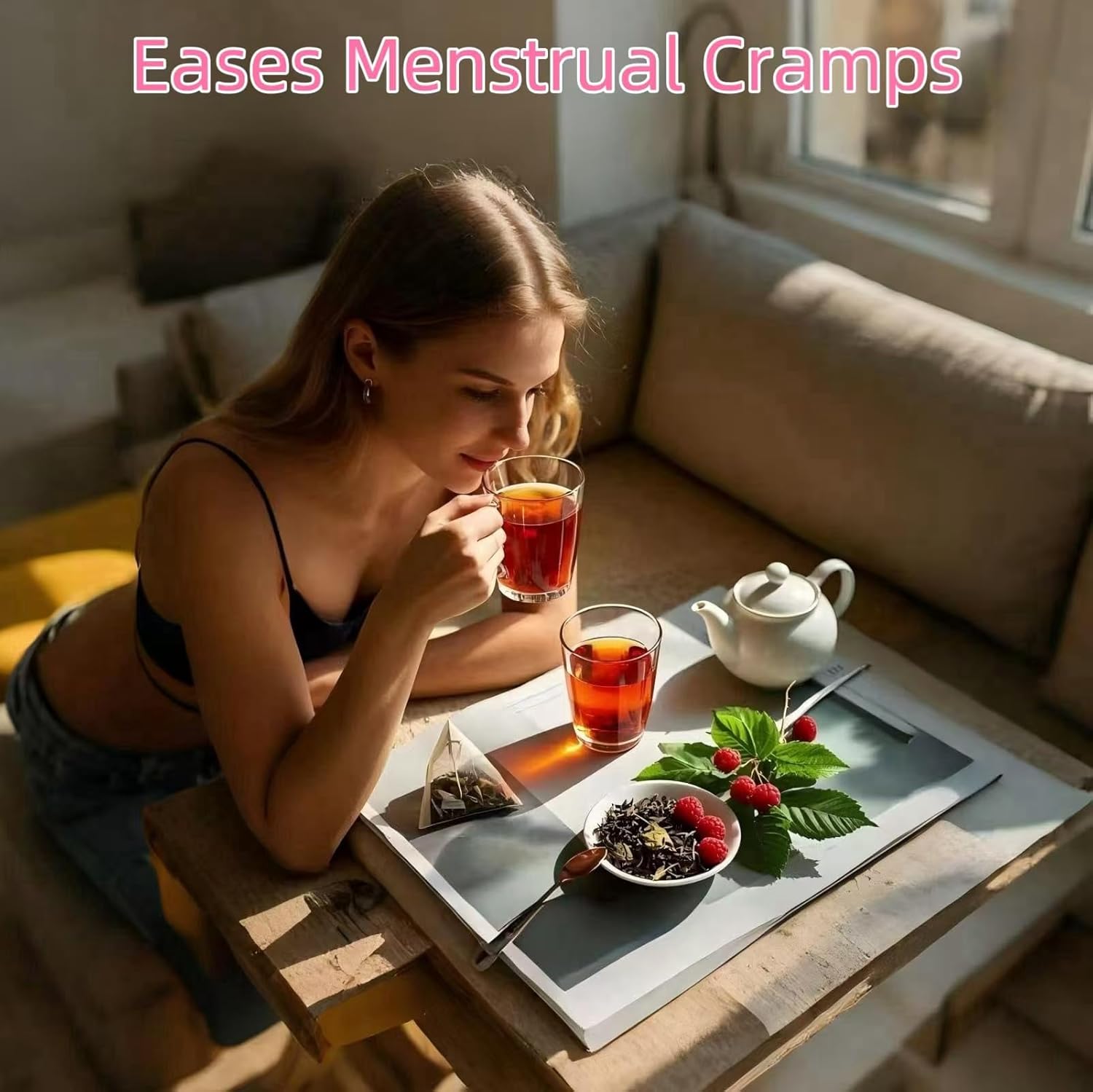 Eastrue-50 Organic Raspberry Leaf Tea Bags-Natural Pregnancy Tea,Red Raspberry Leaf Herbal Tea for Hormone Balance,Menopause - Natural Menstrual Cycle Support,Non-GMO - Caffeine-free