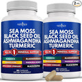 NEW AGE Sea Moss Capsules, Black Seed Oil Ashwagandha Turmeric Bladderwrack Burdock - with Manuka, Honey Dandelion, ACV Black Pepper Gluten Free