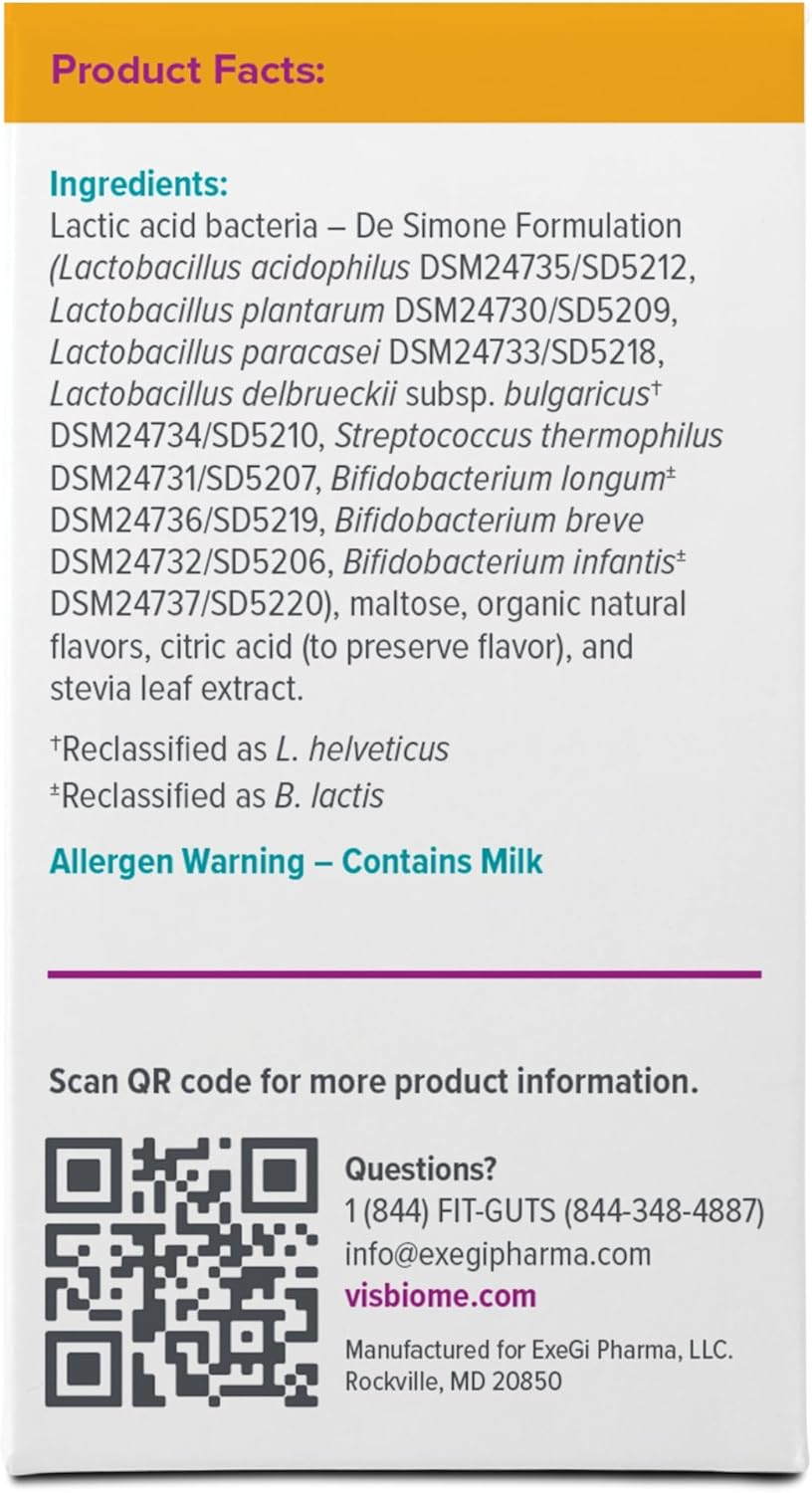 Visbiome® GI Care Kids - High Potency Probiotic for IBS & UC Symptoms - Wild Berry Flavor, No Dyes- 225 Billion CFU Live Probiotics for Children, Cold Chain Shipping, 60 Packets