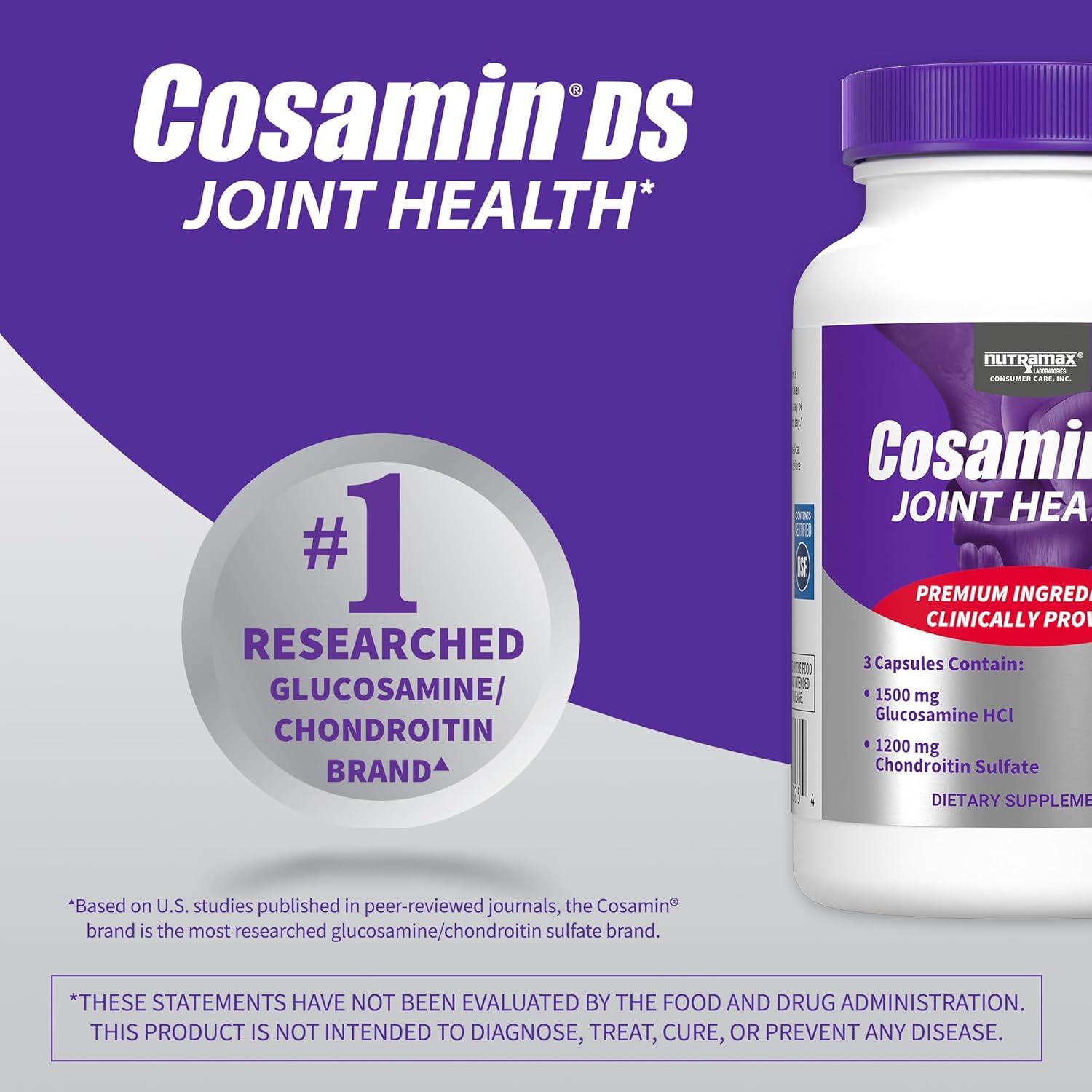 Nutramax Laboratories Cosamin® DS Joint Health Supplement with Glucosamine & Chondroitin for Adult Men & Women, Joint Supplement, 108 Capsules