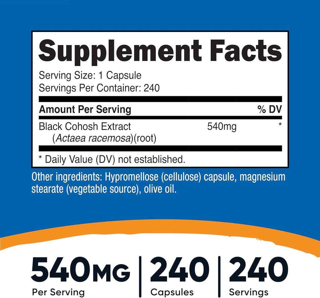 Nutricost Black Cohosh 540mg, 240 Capsules - Non-GMO, Gluten Free