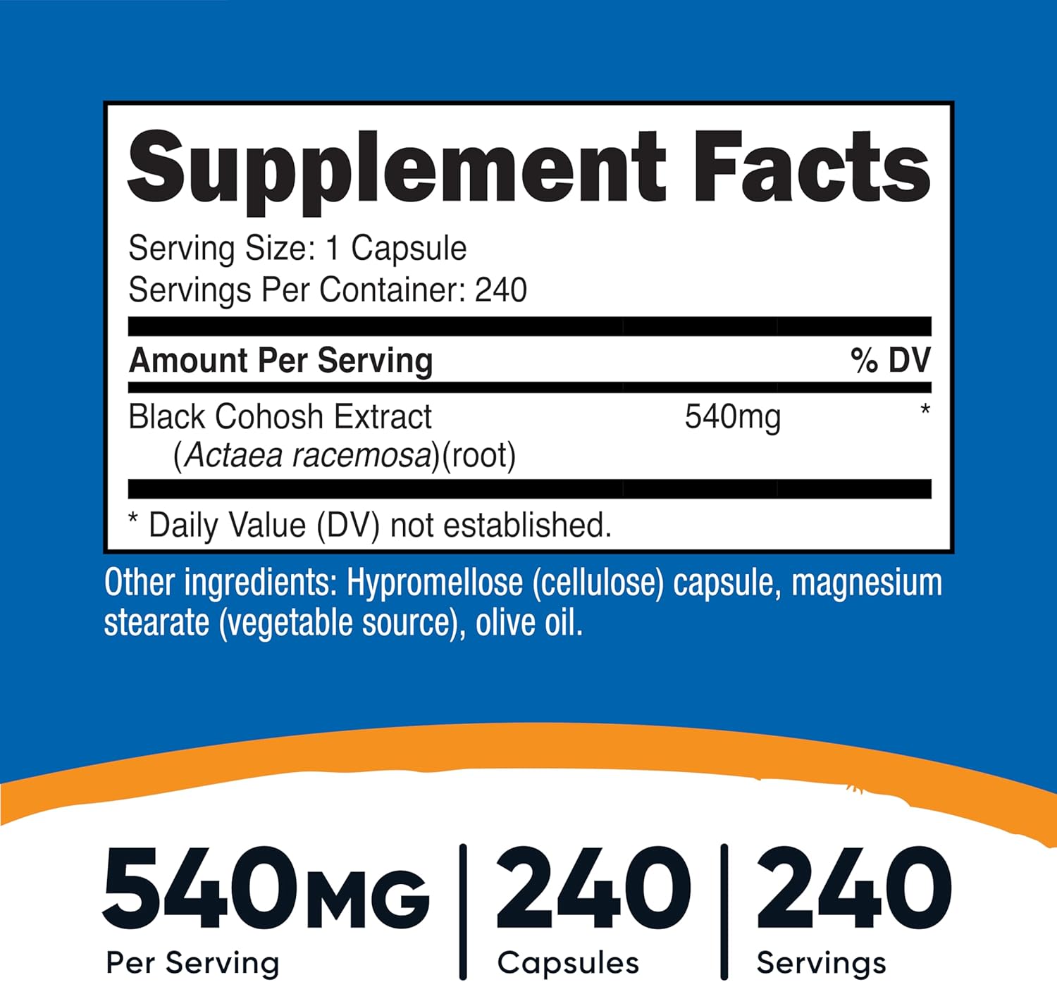 Nutricost Black Cohosh 540mg, 240 Capsules - Non-GMO, Gluten Free