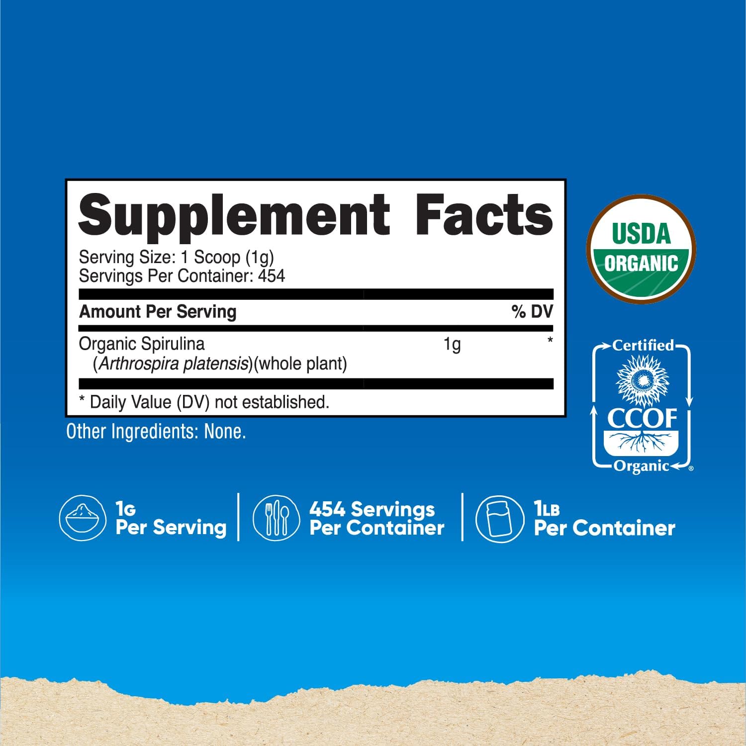 Nutricost Organic Spirulina Powder 454 Grams, 1LB - Pure, Certified Organic Spirulina