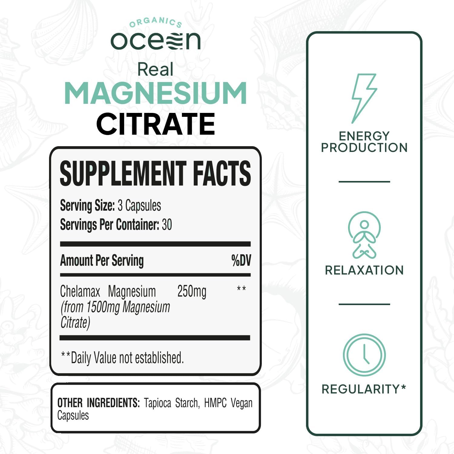Real Magnesium Citrate - High Absorption Magnesium Supplement - Chelated Magnesium to Support Energy, Relaxation, and Regularity - 6 Pack Bulk Supply