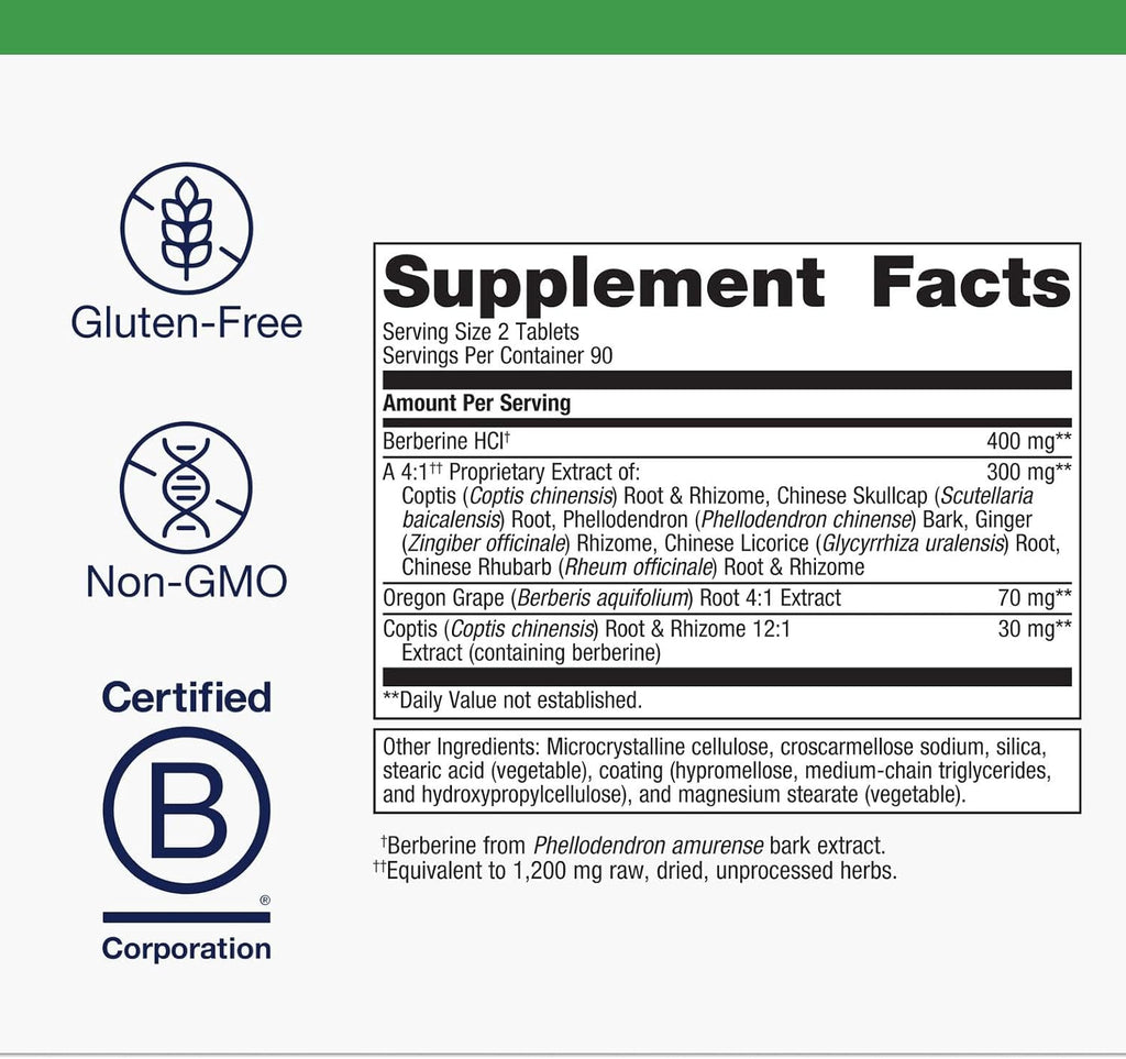Metagenics CandiBactin-BR - Concentrated Berberine for Intestinal Support* - with Berberine, Oregon Grape & Coptis Root Extract - Gut Health Supplements* - Gluten-Free - Vegetarian - 180 Tablets