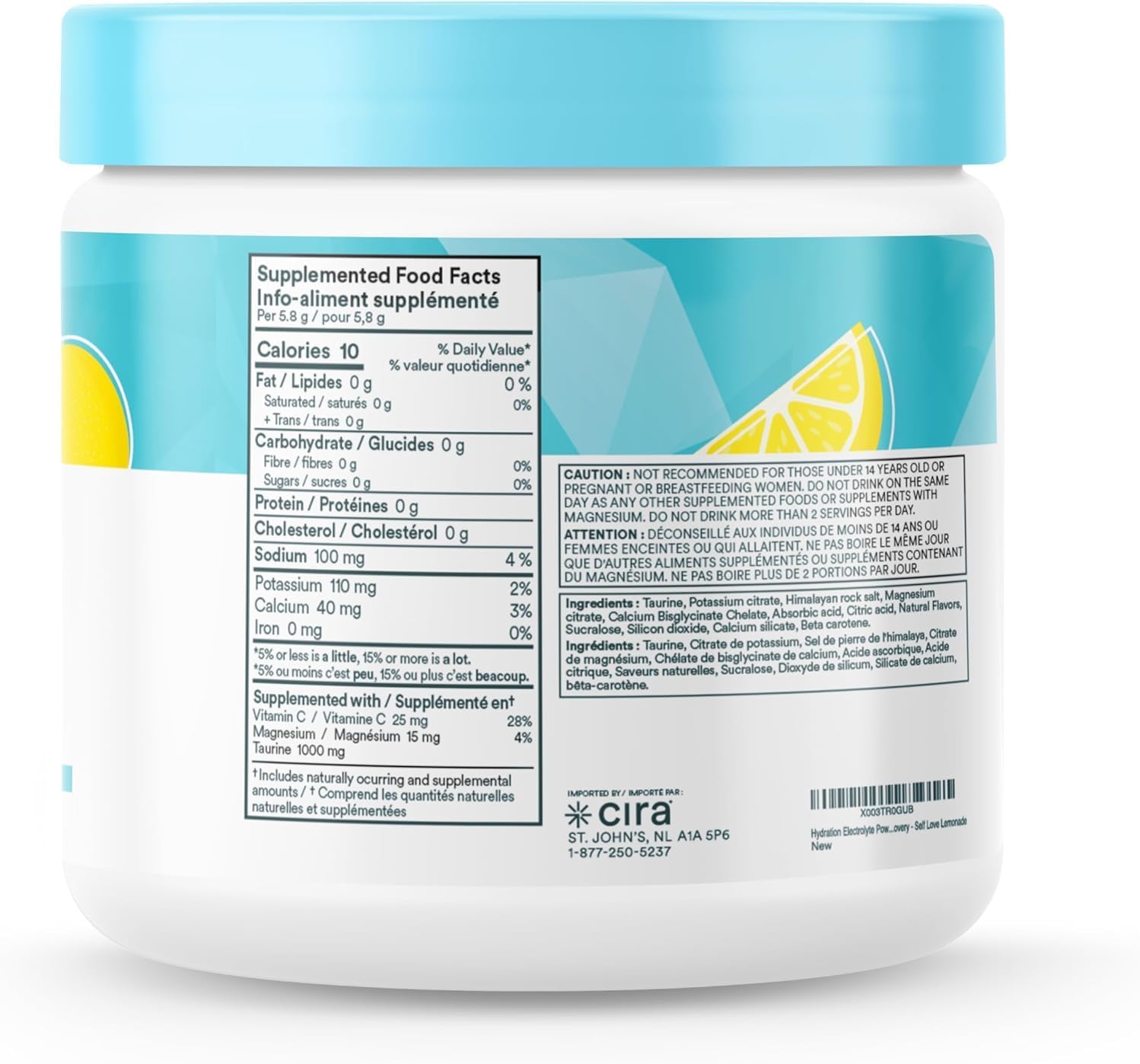Cira Hydration Powder x Alicia McCarvell's Electrolyte Drink Mix with Himalayan Salt for Dehydration Relief and Recovery - Self Love Lemonade, 45 Servings