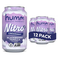 Humm Nitro Kombucha Blackberry Vanilla, Creamy Smooth Probiotic Drink with L-Theanine, Non-GMO, Vegan, Gluten Free, 12 fl oz (Pack of 12)