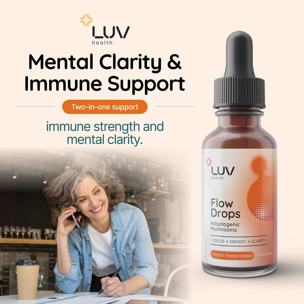 Flow Drops® – Energy Supplement for Focus, Mental Clarity & Immune Support - Adaptogenic Mushrooms with Lion’s Mane, Cordyceps, Reishi, Chaga & Turkey Tail – Vegan, Made in USA 60 Servings